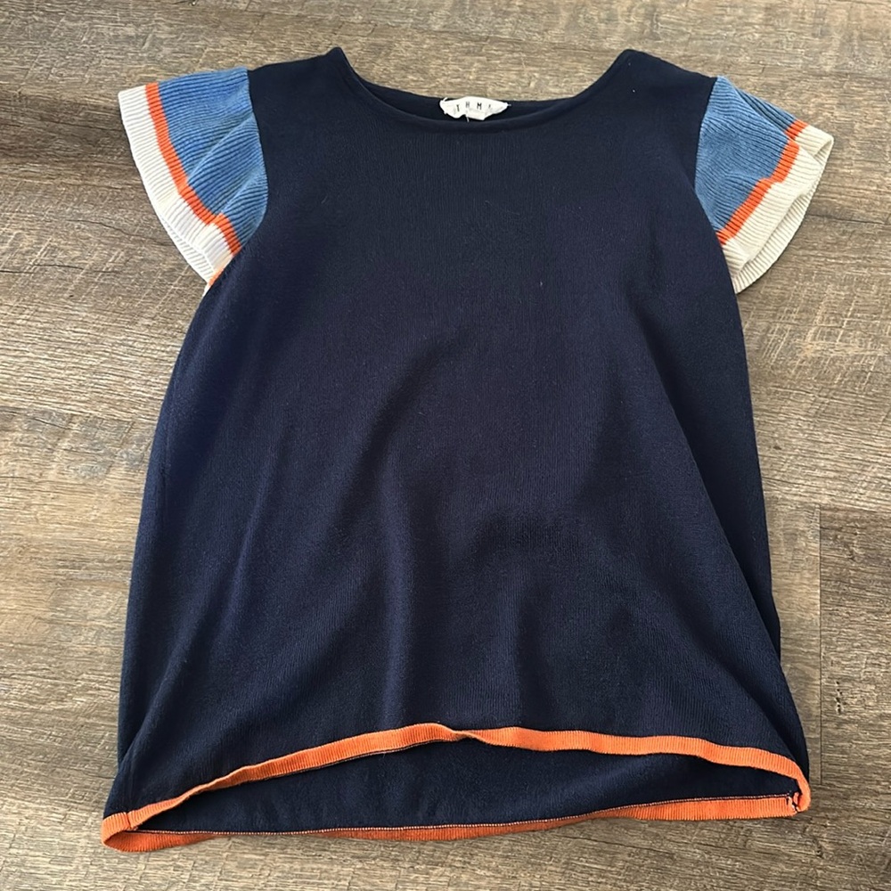 Blue orange navy white top